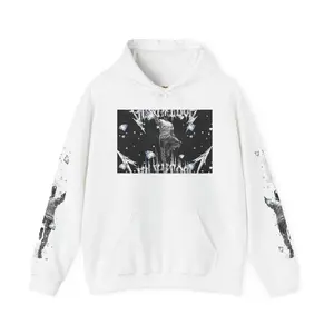 Astronaut Floating Space Hoodie | White Graphic Pullover, Cosmic Helmet Design