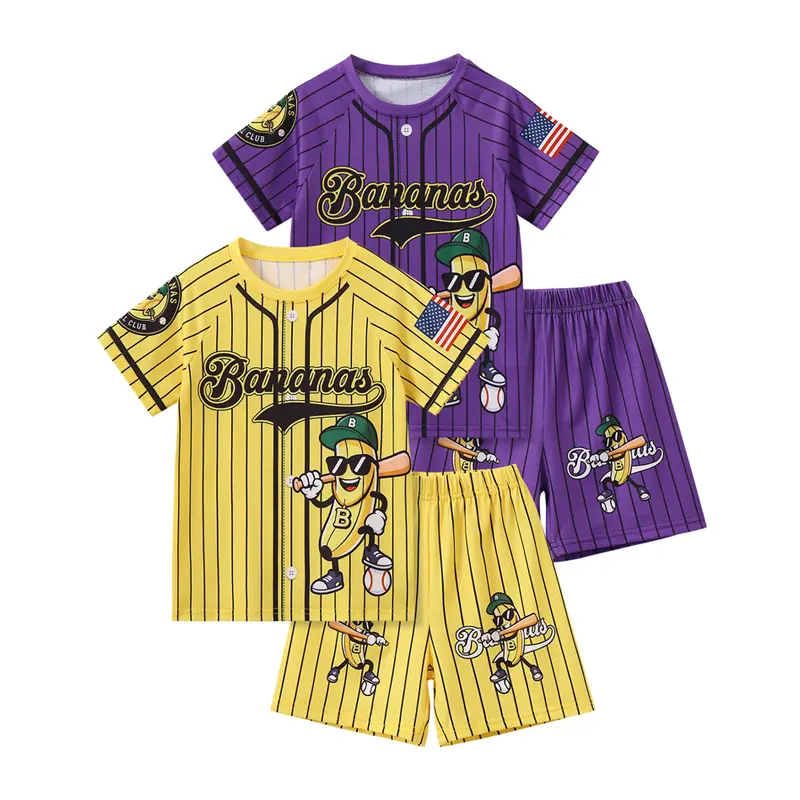 Boys' 4-Piece Spring/Summer Round-Neck Printed Short-Sleeve Top and Shorts Set, Athletic Clothing Set for 4-5y, 11-12y, 13-14y – Cool, Casual, Versatile Sports & Outdoor Wear