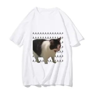 Funny Meme Sad Crying Cat Printed Women Men Casual T-Shirt Summer Harajuku TShirts Casual Fashion Tees Clothes Short Sleeve, graphic tees, meme shirts