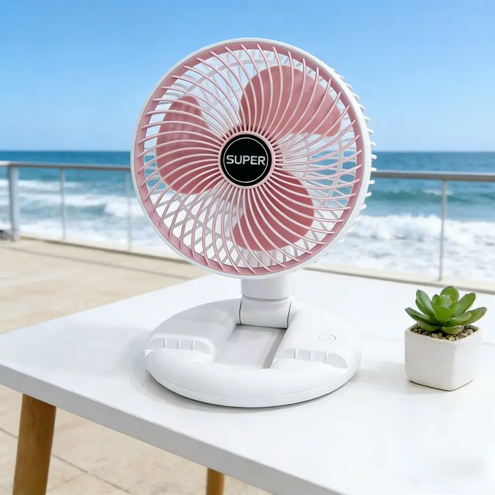 USB Rechargeable Telescopic Foldable Cooling Fan, Portable Desktop Fan with 3 Wind Speed, Suitable for Travel, Camping, Dorm, Office & Home Use