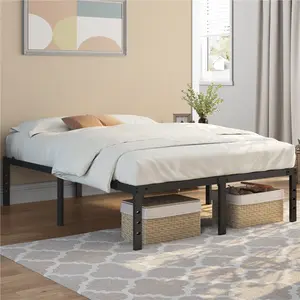 【Heavy Duty】Yaheetech 16'' Metal Bed Frame, Queen/Full Metal Platform Bed with Under Bed Storage, No Box Spring Needed, Easy Assembly, Steel Slat Support