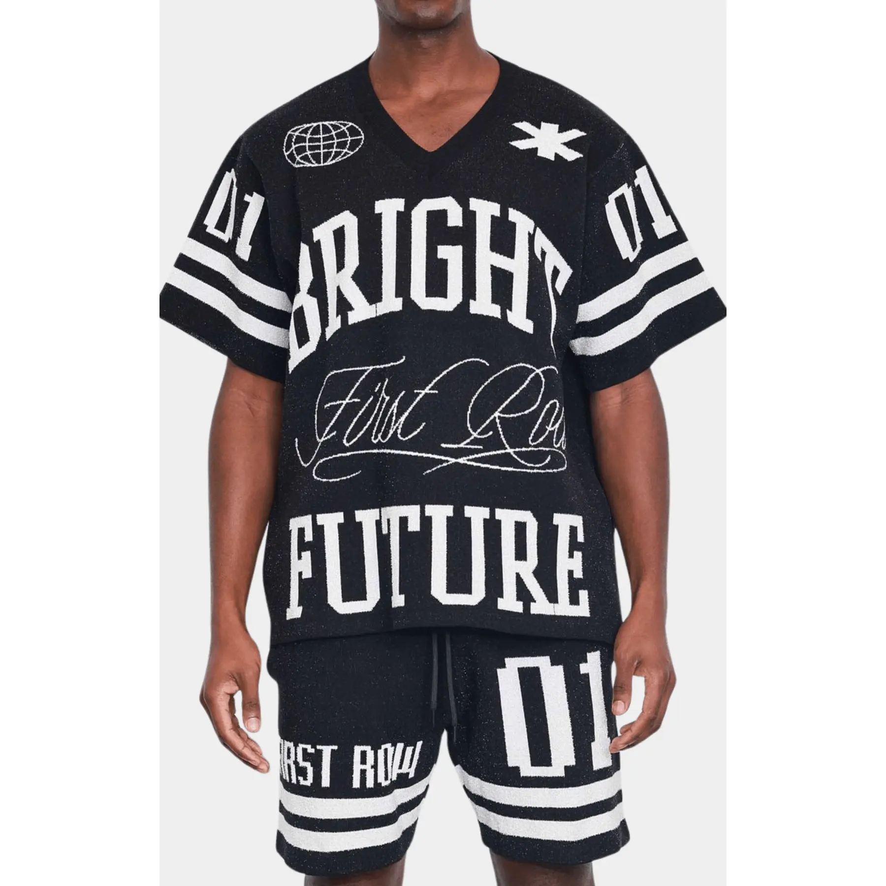 First Row Bright Future Varsity Jacquard Tee - Black