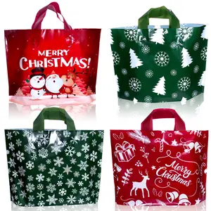 Reusable Christmas Gift Bags Set of 10, Festive Santa Reindeer Snowman Designs, Durable Handles for Holiday Parties & Surprises, Party Gift Bags, Goodie Bag Stuffers, Party Favors, Party Gift Packs, Party Supplies