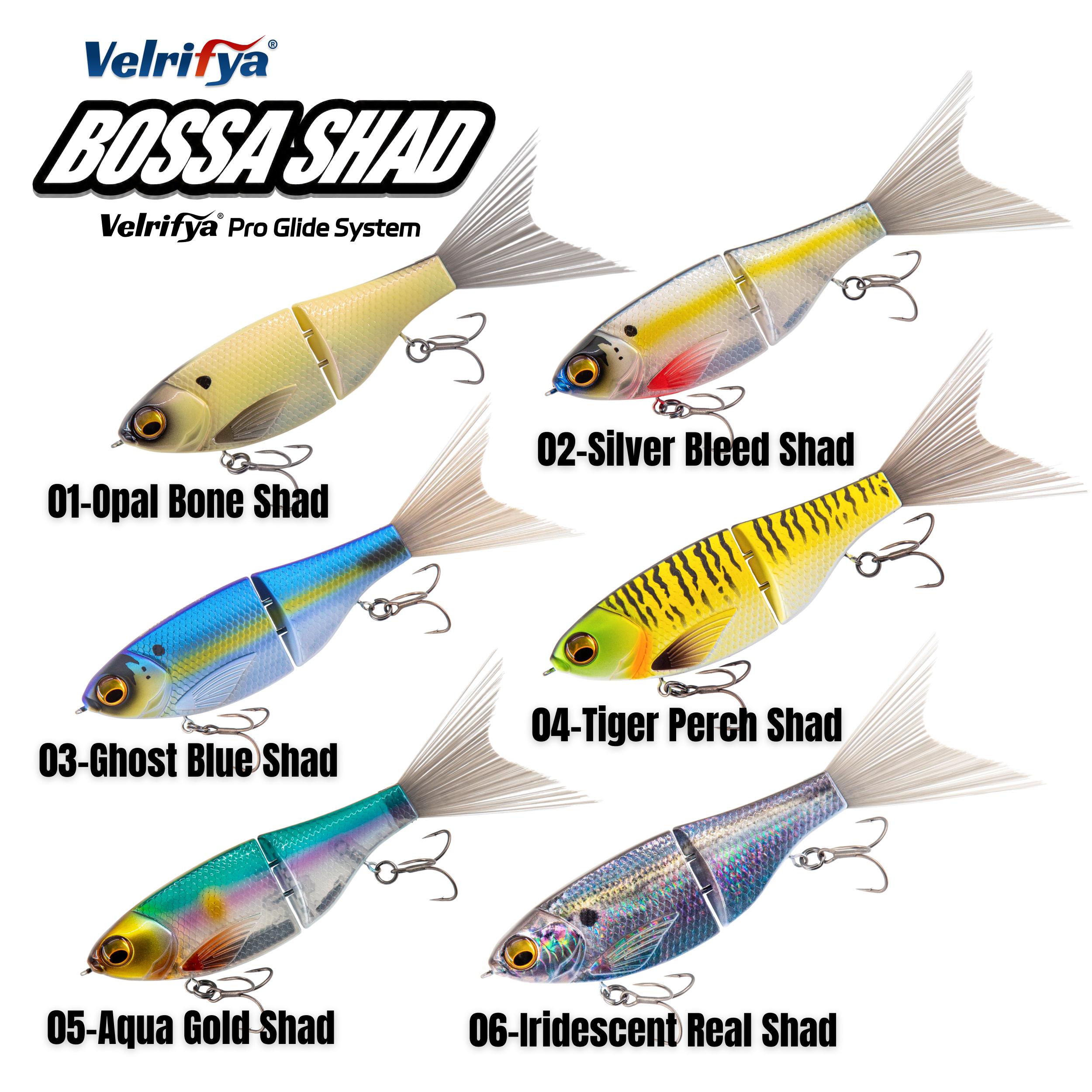 Velrifya Bossa Shad Glide Bait - Artificial Fishing Lures for Bass Fishing, S-Glide Action, Slow Sinking Jointed Swimmer Lures