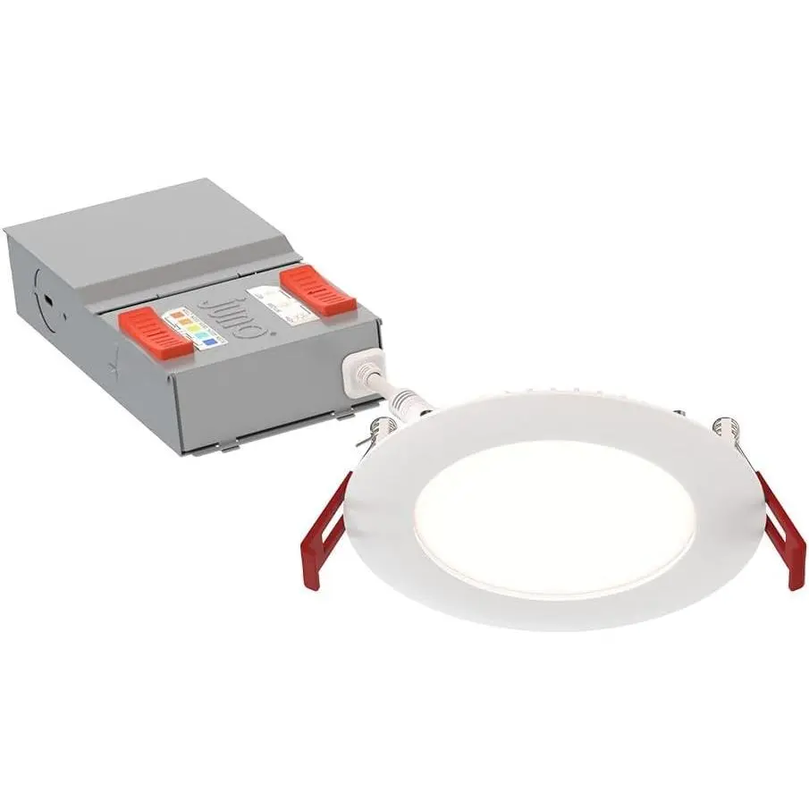 WF4 ALO19 SWW5 90CRI MVOLT MW M6 Canless LED Wafer Downlight, Switchable White 2700K-5000K, Adjustable Lumens, Flat Trim, Matte White, 4-Inch