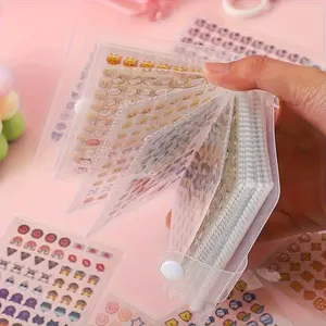 2400pcs mini cute sticker set+ storage book| Portable Transparent Plastic, Various Exquisite Patterns, Suitable for Journal DIY and Scrapbook Making- Perfect for Matching Notebooks and Photo Albums