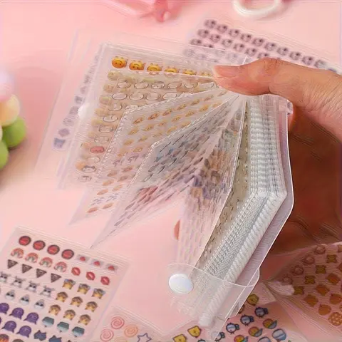 2400pcs Mini Cute Sticker Set with Portable Transparent Plastic Storage Book, Exquisite Patterns, Ideal for Journal DIY and Scrapbook Making