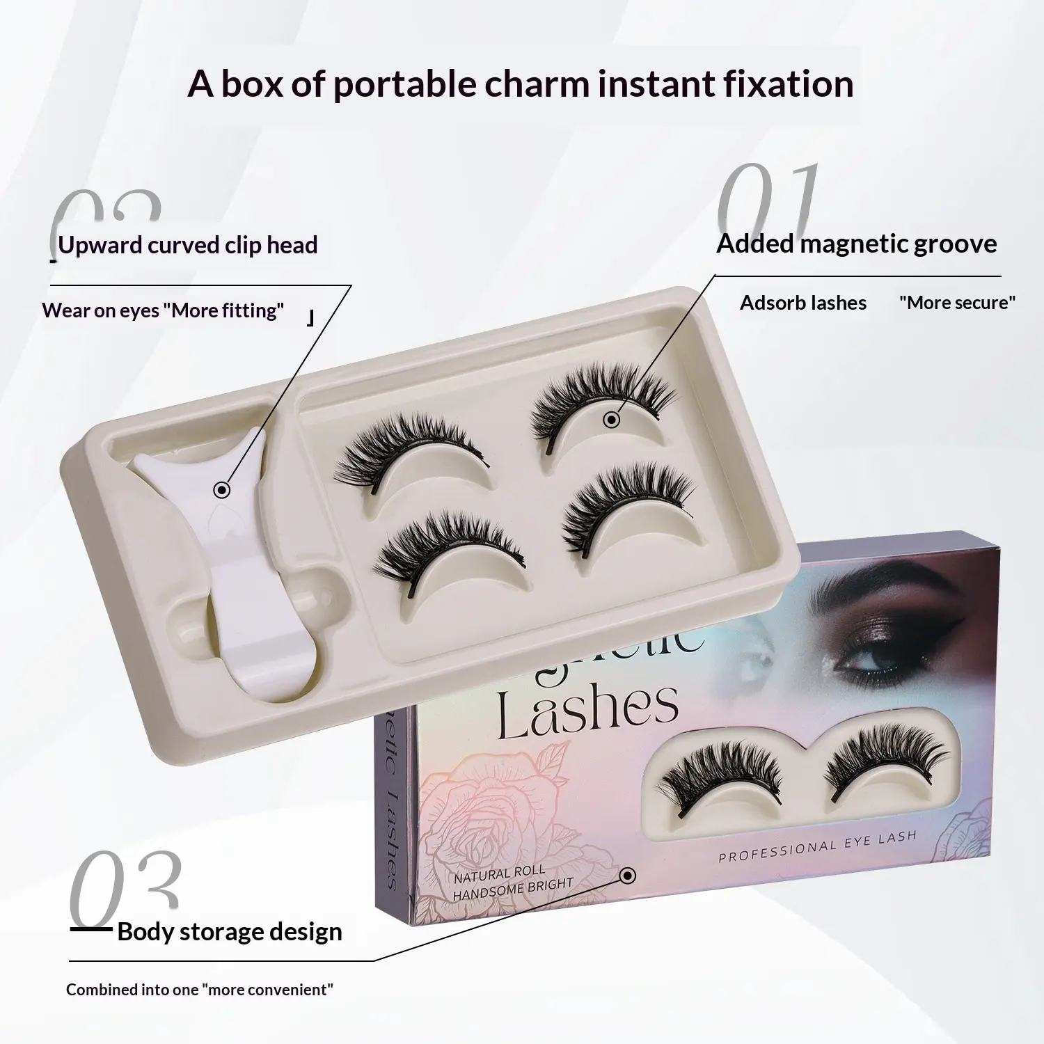 Magnetic Eyelashes Kit with Applicator - Glue-Free, Voluminous Curl, Long-Lasting Full Strip, Easy-to-Apply Reusable for Women Makeup Beginners & Enthusiasts, Daily & Special Occasions