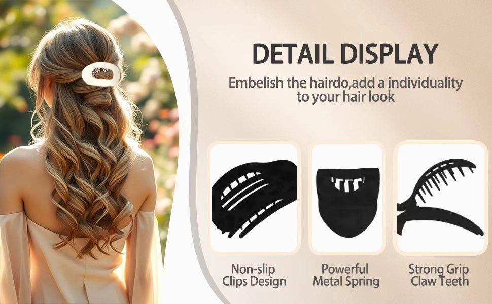 4 Pack Flat Hair Claw Clips for Women Nonslip French Hair Clips for Thick, Thin, Long, or Short Hair Tortoise Shell Comfortable & Strong Hold for Daily Wear, Weddings