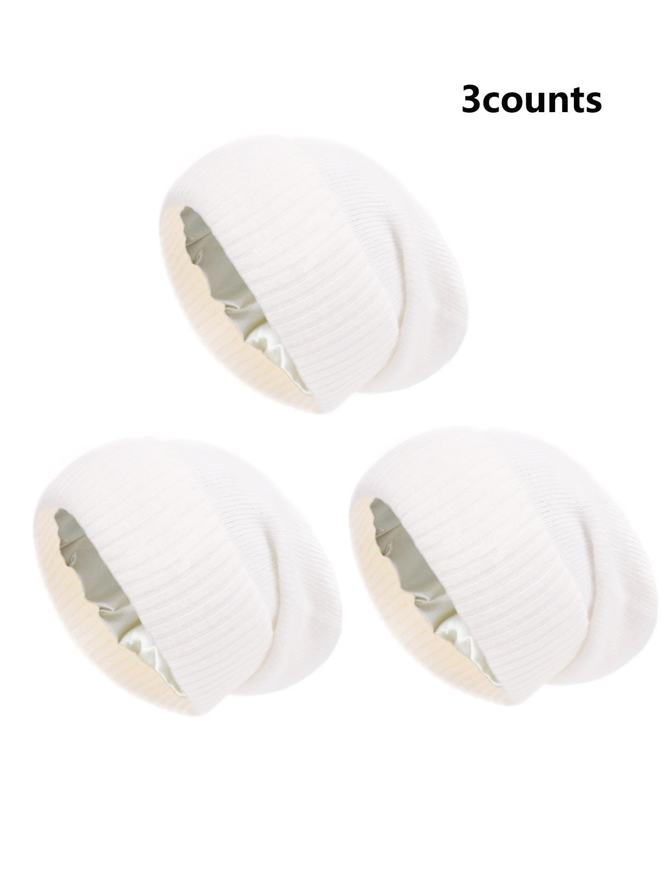 New Wool Blend Satin Lined Knit Beanie Hat, Lightweight Unisex Soft Loose Fit Warm Cap for Fall & Winter, Casual Style