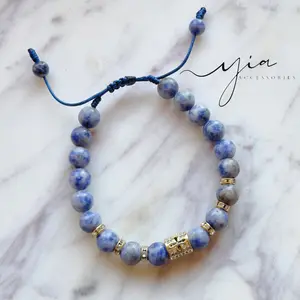 Mens Sodalite Cross bracelet