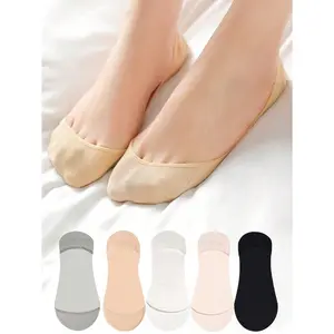5 Pairs Women's Socks Soft Breathable Ankle Short Socks Spring Summer Solid Color White Black Anti-Slip Boat Sock Christmas Gift