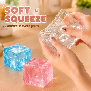 Stress Relief Toy, 1 Pc 5cm Transparent Cheese Cube Squishy Fidget Toy, Soft Squeeze Slow Rebound Handheld Sensory Play Toy for Desk, Office, Home and Travel, Holiday Gift for Kids, Teens, Adults, Teachers and Office Workers