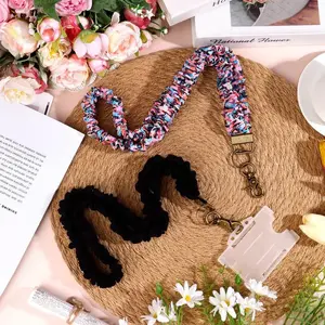 Fashion Scrunchie Lanyards for ID Badges with Carabiner Clip Stylish ID Badge Holder with Breakaway Lanyard Teacher Nurse Office Christmas Gifts Trendy Retractable Mechanism Polyester Fiber