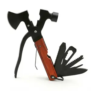15 in 1 Multitool Axe Hatchet Camping Accessories Survival Gear Camping Tool with Axe, Hammer, Plier, Knife, Bottle Opener, Screwdriver, Multi Tool with Sheath for Camping Hiking Survival