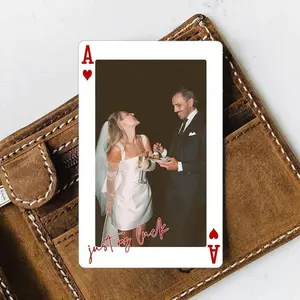 Custom Metal Photo Wallet Card – Personalized Couple Playing Cards, Wedding Photo Keepsake, Anniversary Gift for Husband or Boyfriend