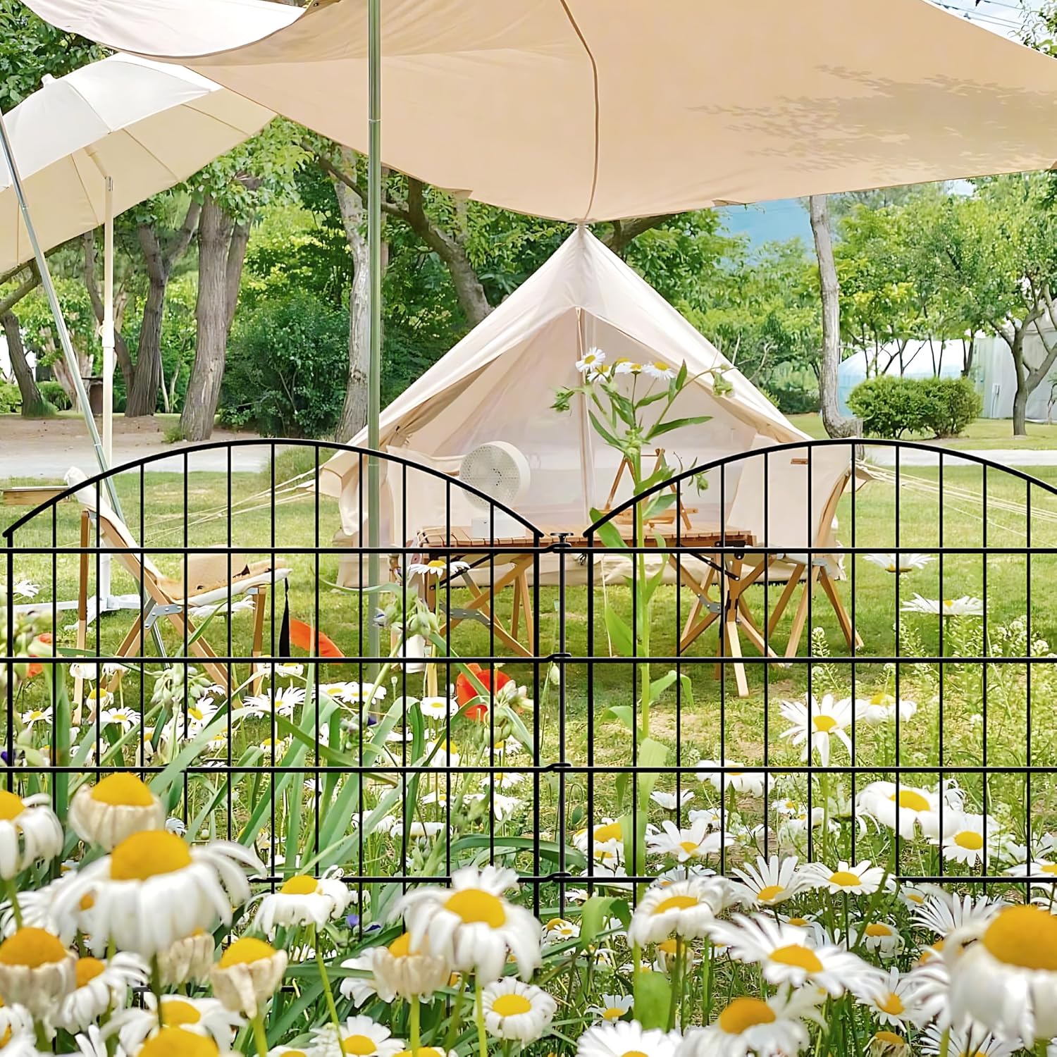 Metal Garden Fence 32 inch H x 28 inch W (5 Panels, Total Length 11.6 ft) No Need Dig Rustproof Animal Barrier Fencing Border Fence for Dog, Patio,Yard, Landscape, Flower Bed