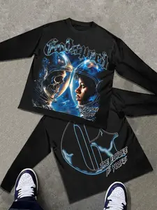 Unisex Y2K Style "The future is yours" cyberpunk space astronaut Graphic print Long Sleeve T-Shirt, Cyberpunk Space Streetwear, Suitable for street wear,Punk Fashion, Perfect Gift for Men, Couple Matching