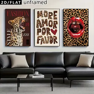 Vintage Leopard Zebra Print Canvas Poster Set, Unframed Art Print, Trendy Art Theme Wall Decor, Home Office Bedroom Living Room Bathroom Kitchen Decoration