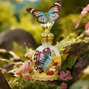 Natural Women's Perfume Oil Concentrate, Long-Lasting Floral Fragrance, Middle Eastern Musk Scent, 15ML Butterfly Enamel Bottle