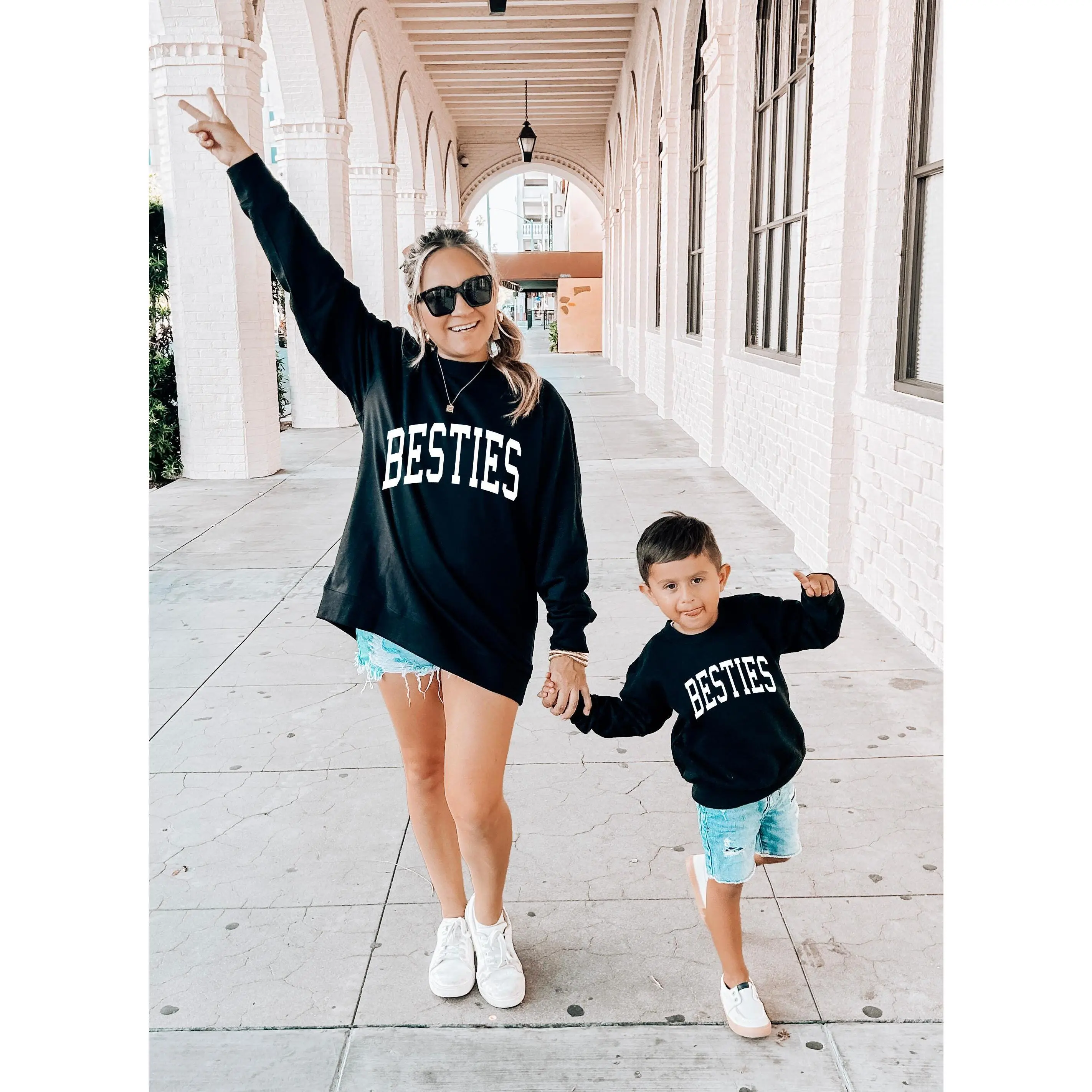 Mom and son Matching Besties Black Sweatshirts