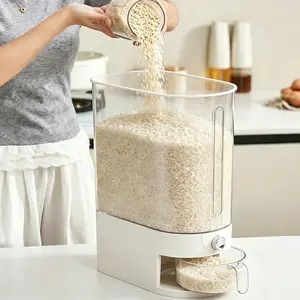 22Lbs Large Rice & Pet Food Dispenser with Lid Fresh Box, Plastic Cereal Container with Measuring Cup, Built-In Insect Repellent Slot for Garlic/Star Anise, Household Kitchen Storage Bin