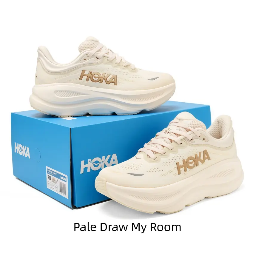 Cream White Road Running Shoes Metallic Gold Logo Ultra Thick Curved Cushion Midsole Breathable Perforated Mesh Long Distance Training Athletic Sneakers Unisex