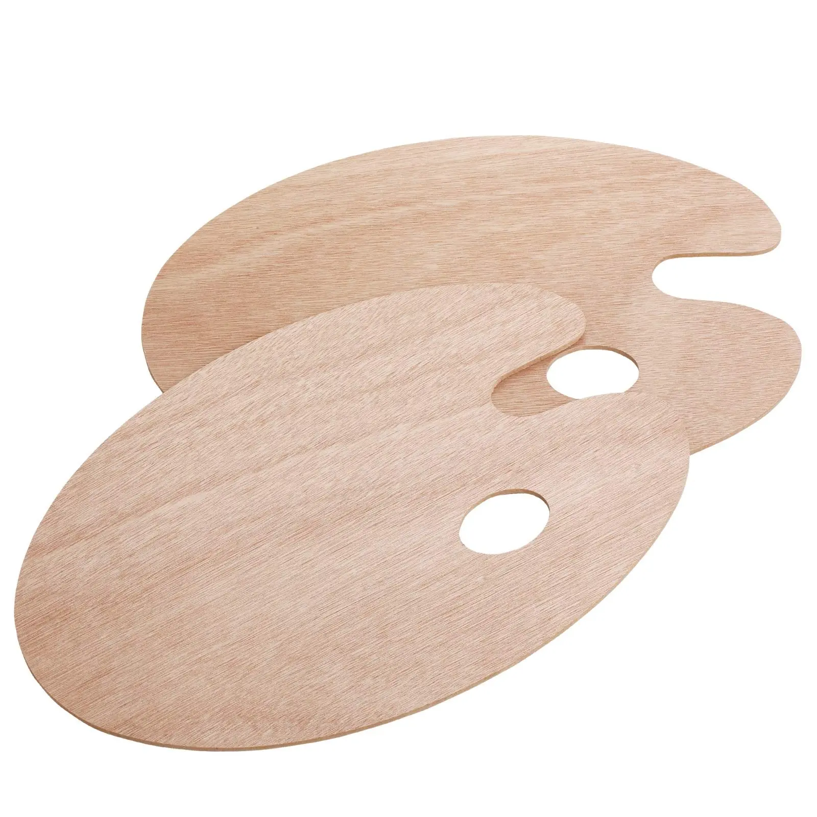 2-Pack Wooden Palette Set - 14x10 in Oval Shape with Large Hole, Crafting Supplies, Art Painting Supplies for Home & Festive Party Bag Gift Essentials