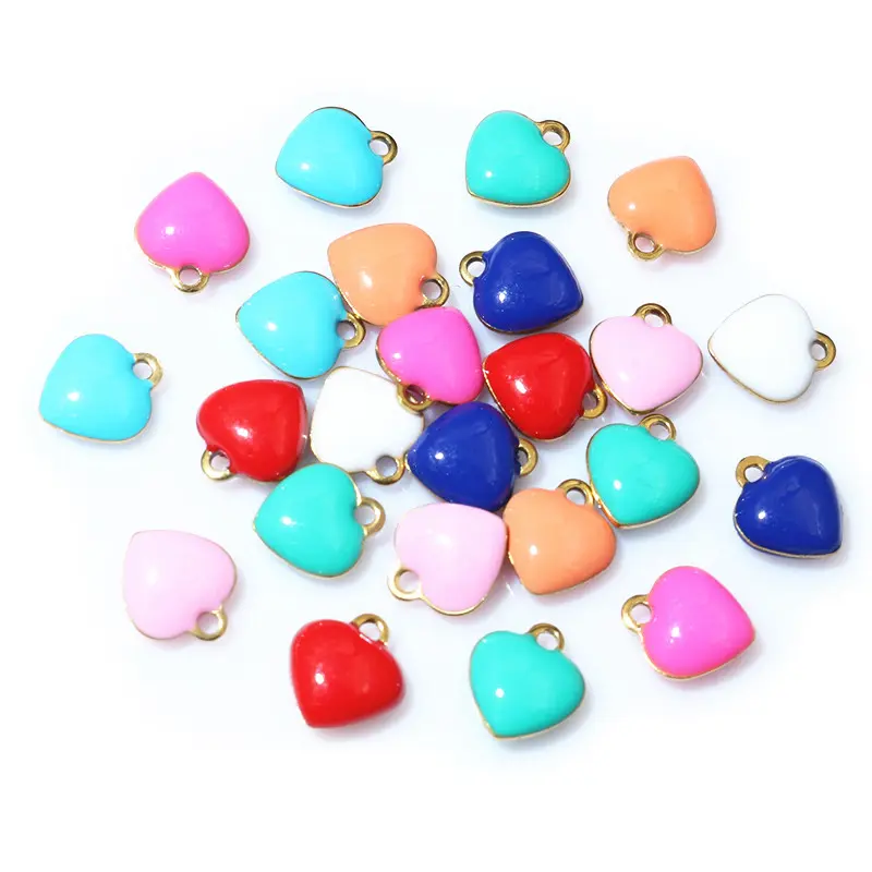 20pcs 9x8mm Enamel Small Heart Star Charms Pendant Stainless Steel DIY Jewelry Making Accessories Findings for Bracelet Earrings