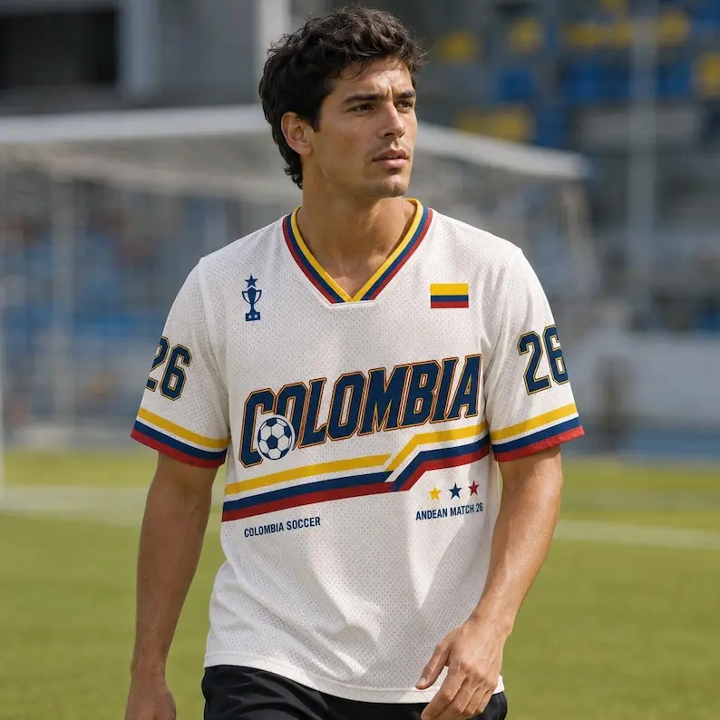 Colombia Retro Tee, Personalized Colombia Jersey Men, Custom Name Shirt, Vintage Game Day Gift
