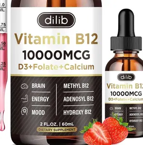 Vitamin B12 Liquid Drops Sublingual 10000 mcg, Triple B-12 Complex Supplement, Methyl & Methylcobalamin Blend for Women & Men, Mood & Energy Booster, Methylated B 12 for Metabolism & Health Support
