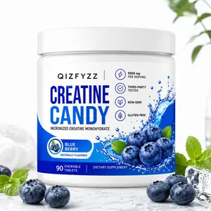 Creatine Candy Chewable Tablets 5000mg Per Serving, Micronized Creatine Monohydrate, Blueberry Flavor, 90 Count, Non-GMO, Gluten-Free, Workout & Muscle Support Supplement