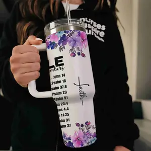 Instant Access to God's Promises - 40oz large capacity car water bottles with lid and handle, 304 stainless steel insulated tumbler, suitable for car, office, travel, new year gifts, Christian Gift