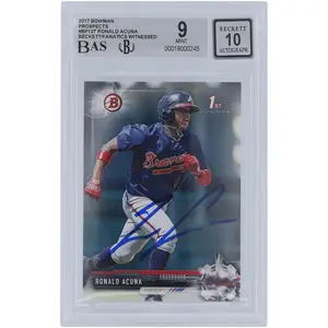 Ronald Acuna Jr. Atlanta Braves Autographed 2017 Bowman Prospects #BP127 Beckett Fanatics Witnessed Authenticated 9/10 Card - Fanatics Authentic Certified