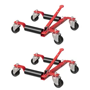 2 Pcs 1500 lbs Mechanical Car Wheel Dolly Jack – Heavy Duty Aluminum Vehicle Positioning Skate with 12" Wheels, Ratcheting Foot Pedal – Ideal for Auto Repair & Tire Moving