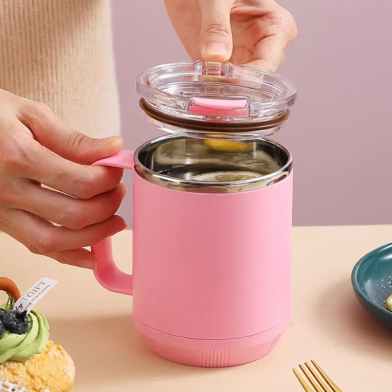 460ml Coffee Mug with Lid & Handle, 1 Count Simple Design Plain Coffee Cup, Household Drinkware