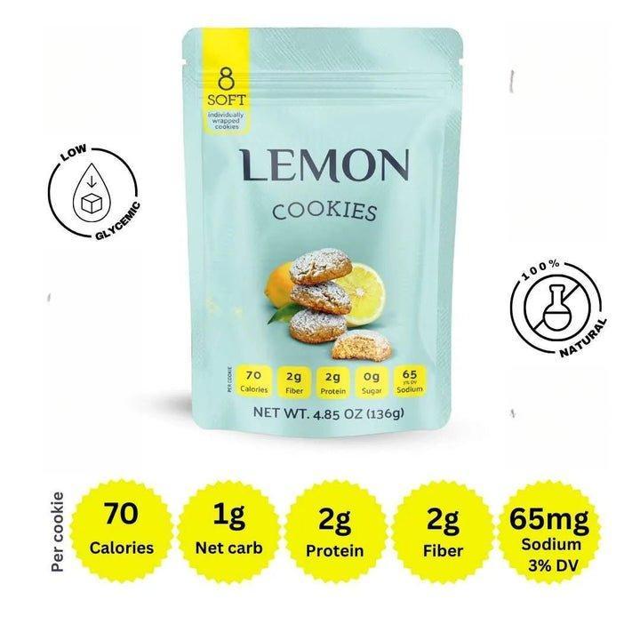 Flèche Healthy Treats Sugar Free Lemon Cookies Gluten Free Dairy Free Low Carb Chewy Texture 8 Servings 17g Each