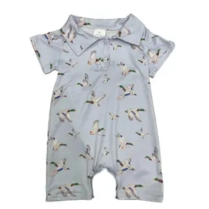 Baby Boy Summer Romper Mallard Hunting Romper