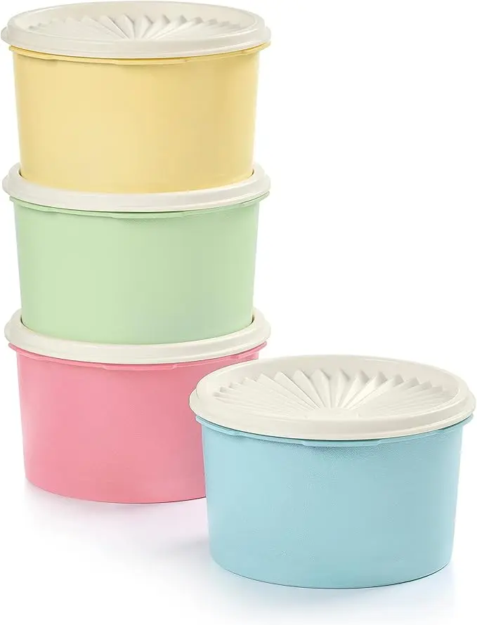Tupperware Heritage Collection 8 Piece Food Storage Canister Set in Vintage Colors - Dishwasher Safe & BPA Free