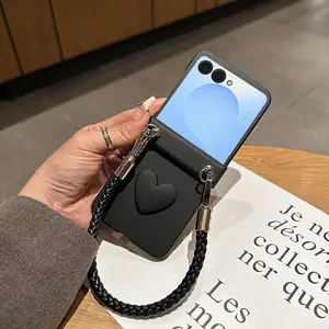 Heart PC Phone Case and Hand Strap for Samsung Galaxy Z Flip 7 5g, Durable Protective Cover, Stylish Accessory for Daily Use Protector Casing Smartphone