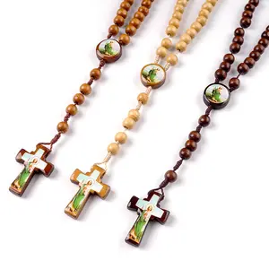 wooden Rosary Mixed San Judas - Rosario de madera San Judas Mixto