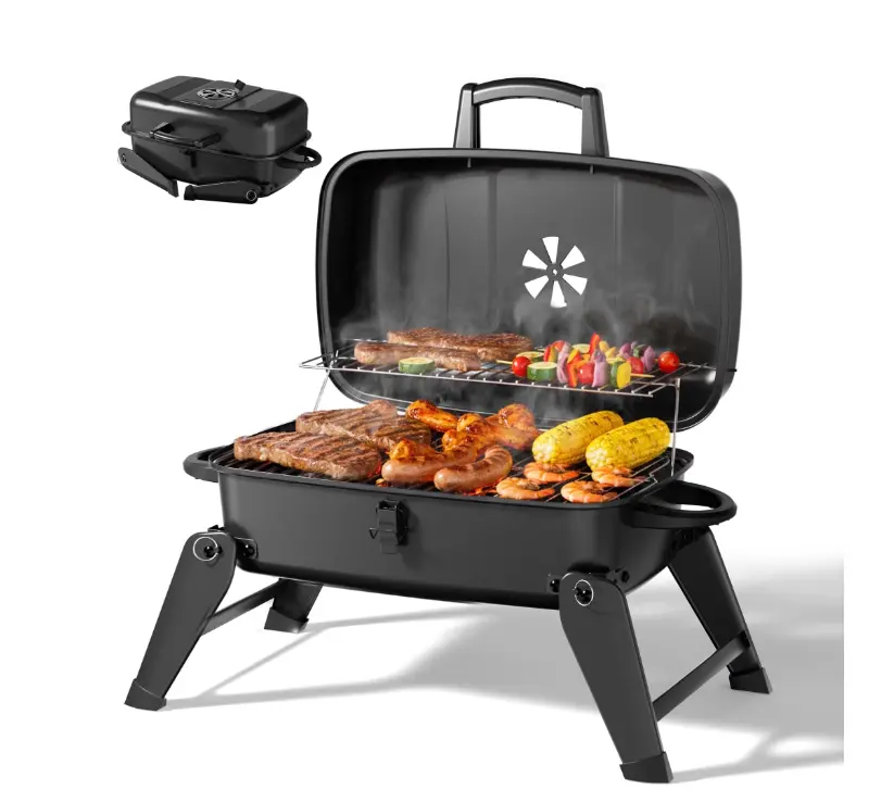 MASTER COOK Portable Charcoal Grill, Foldable BBQ Grill with Adjustable Vent for Outdoor Camping, Patio, Tailgating, Travel