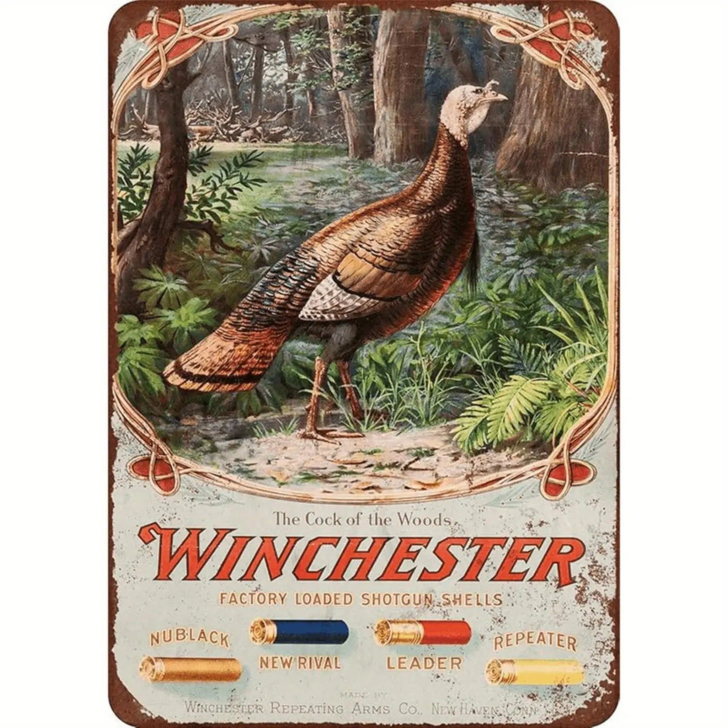 Retro Winchester Turkey Hunting Metal Sign for Indoor Outdoor Wall Decor Perfect for Garages Man Caves and Rooms