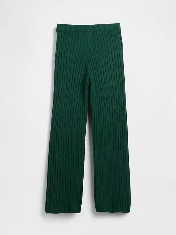 CashSoft Cable-Knit Sweater Pants