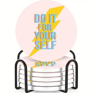 6-Piece Ceramic Coaster Set, Non-Slip Heat Resistant Drink Mats, Ideal for Coffee & Beverage Home Decor, Perfect Birthday Gift