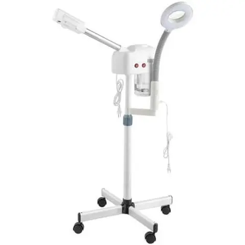 OmySalon 2 in 1 Facial Steamer with 5X Magnifying Lamp, Esthetician Steamer Hot Ozone Mist Face Spa Mist Steam for Home Beauty Salon, Personal Skin Care Deep Cleaning, White