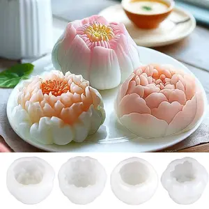 4pcs Flower shape Silicone Molds for Baking, Candle Making & Soap Crafting - Food-Grade Non-Toxic Safe, Reusable Flexible Durable Mold for DIY Home Kitchen, Birthday Gifts, High-Quality Crafting