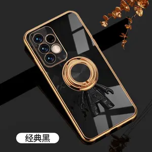 For Samsung Galaxy A52 6D Astronaut Electroplated Ring Stand Phone Case HNTKR-0048