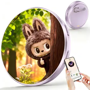 Electronic Anime Pin with HD Touchscreen - DigitalPhoto Pixel Display, Rechargeable WirelessBluetooth LED Name BadgeCustom KawaiiBadge for Backpacks and Conventions ,PixelsDigital Sign for Restaurant Shop Exhibition Nightclub Hotel