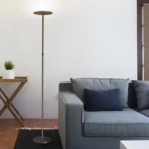 Brightech Sky Flux Modern Dimmable Integrated LED Torchiere Floor Lamp Brushed Nickel: 67" Torchiere with Adjustable Head and Touch Sensor